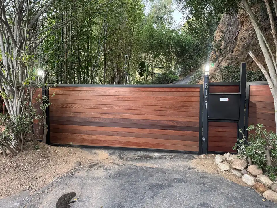 Wood driveway gate