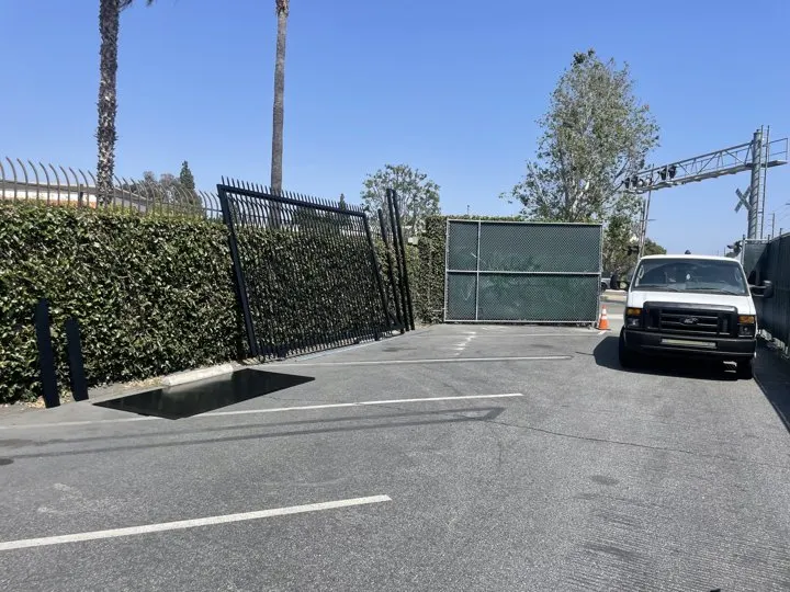 Commercial parking entrance and adjoining perimeter