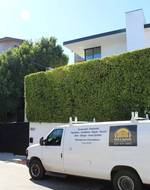 Company vehicle at the flush-panel entrance project.