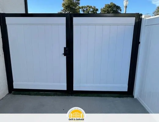 White infill within a dark double-gate frame